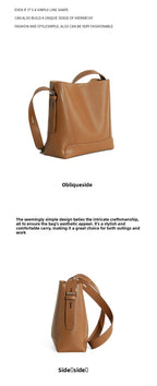 Genuine Leather Bucket Bag Large Capacity Tote Shoulder Crossbody Bag for Women 