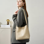 Genuine Leather Bucket Bag Large Capacity Tote Shoulder Crossbody Bag for Women 