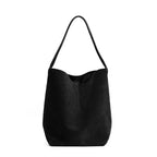 Vintage Suede Bucket Bag Nubuck Leather Handbag Shoulder Tote Large Capacity Work Bag 