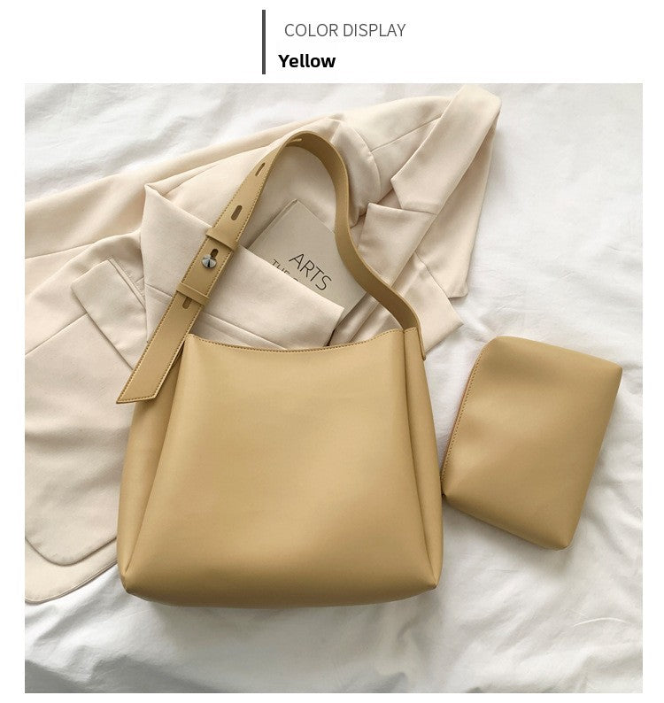 Single Shoulder Crossbody Womens Bag Large Capacity Minimalist Bucket 