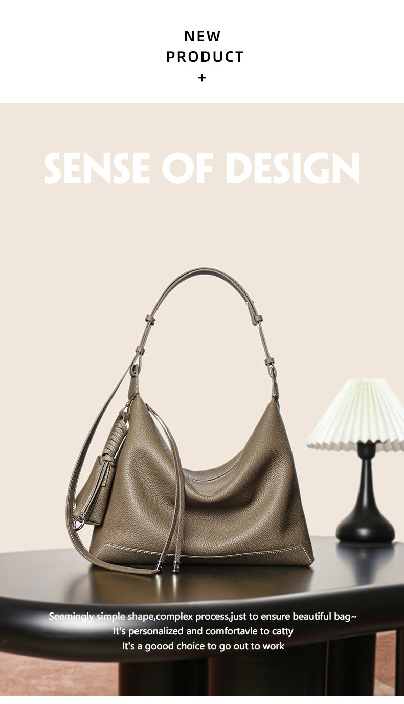 Genuine Leather Underarm Bag Small Batch Shoulder Bag Large Capacity Tote for Women 