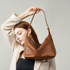 Full Grain Vegetable Tanned Leather Hobo Bag Vintage Underarm Shoulder Bag Large Capacity Crossbody Bag 