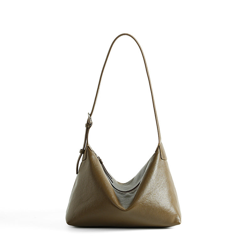 Full Grain Vegetable Tanned Leather Hobo Bag Vintage Underarm Shoulder Bag Large Capacity Crossbody Bag 
