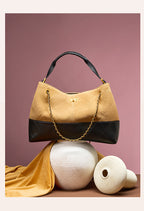Suede Leather Bucket Bag Chain Strap Shoulder Crossbody Bag Large Capacity Top Handle Work Tote 