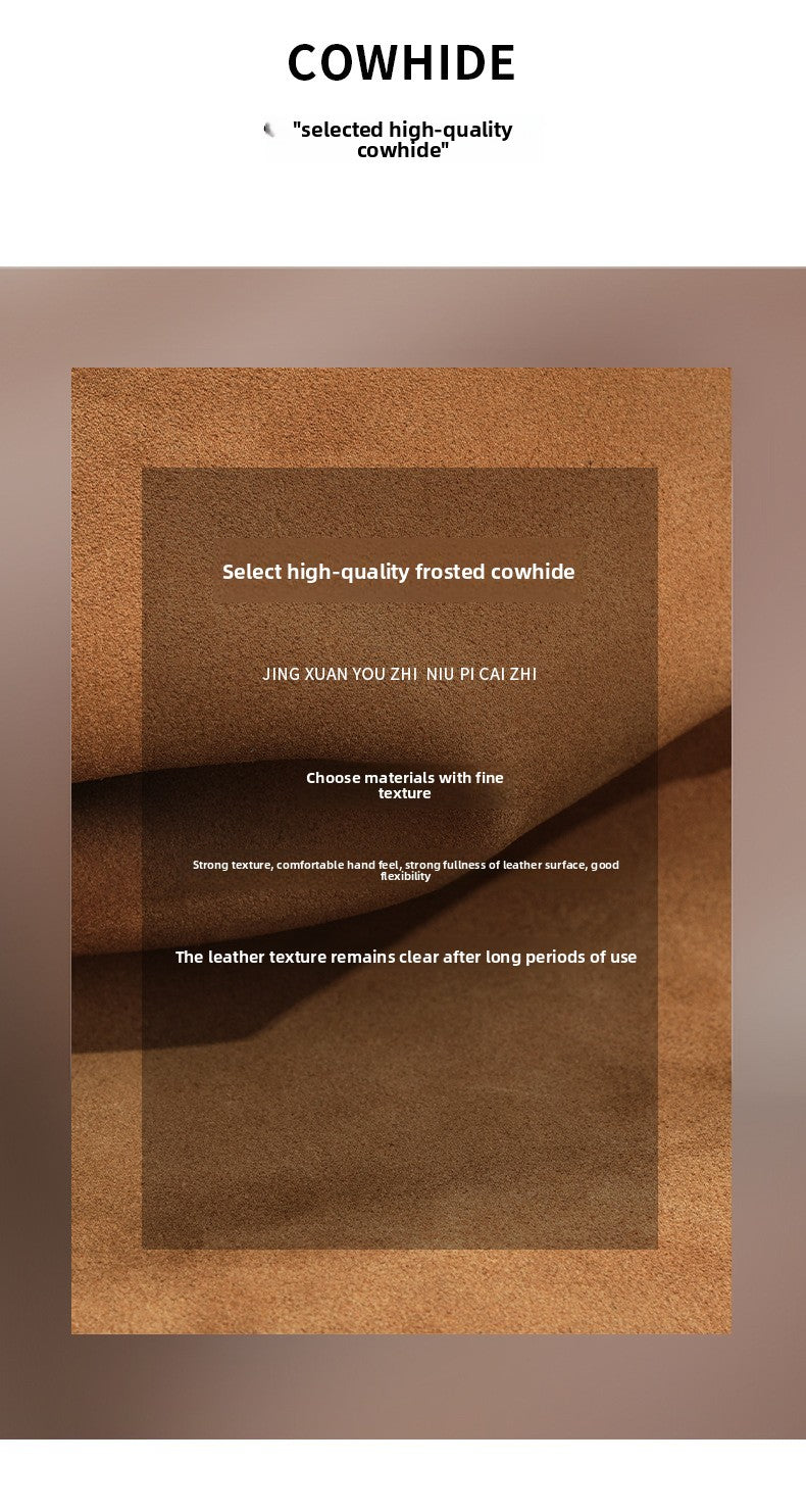 Vintage Suede Bucket Bag Nubuck Leather Handbag Shoulder Tote Large Capacity Work Bag 