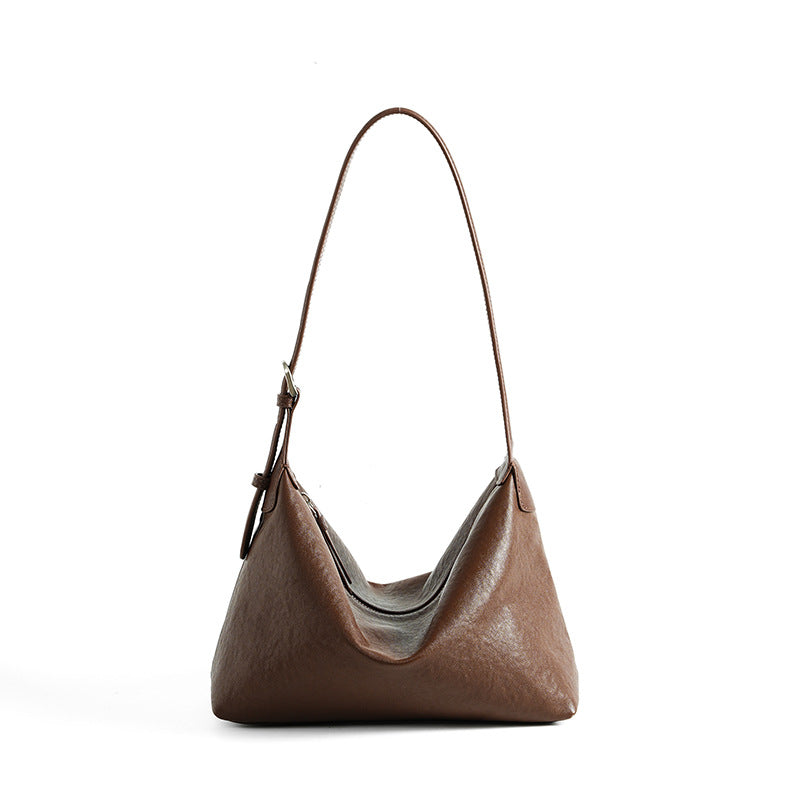Full Grain Vegetable Tanned Leather Hobo Bag Vintage Underarm Shoulder Bag Large Capacity Crossbody Bag 