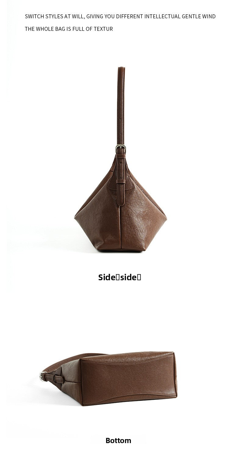 Full Grain Vegetable Tanned Leather Hobo Bag Vintage Underarm Shoulder Bag Large Capacity Crossbody Bag 