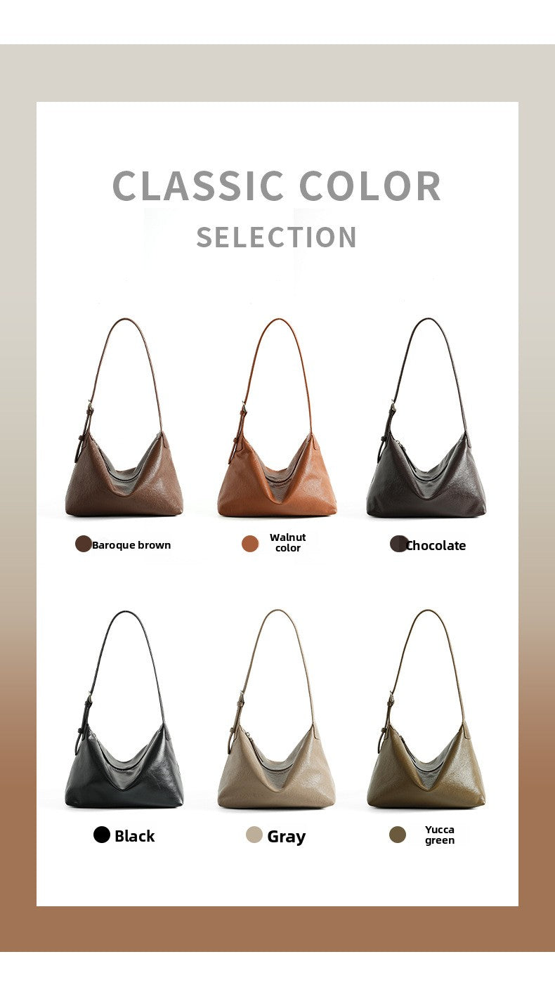 Full Grain Vegetable Tanned Leather Hobo Bag Vintage Underarm Shoulder Bag Large Capacity Crossbody Bag 