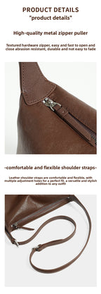 Full Grain Vegetable Tanned Leather Hobo Bag Vintage Underarm Shoulder Bag Large Capacity Crossbody Bag 