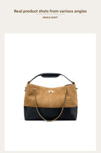 Suede Leather Bucket Bag Chain Strap Shoulder Crossbody Bag Large Capacity Top Handle Work Tote 