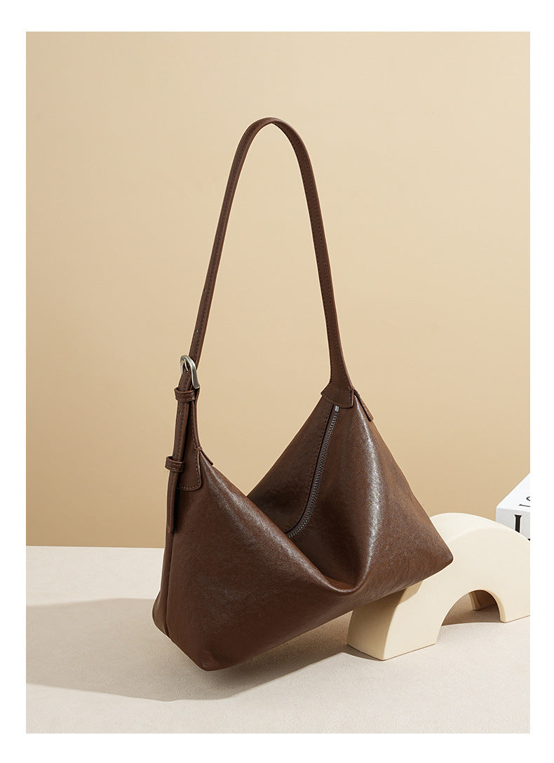 Full Grain Vegetable Tanned Leather Hobo Bag Vintage Underarm Shoulder Bag Large Capacity Crossbody Bag 