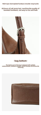 Full Grain Vegetable Tanned Leather Hobo Bag Vintage Underarm Shoulder Bag Large Capacity Crossbody Bag 