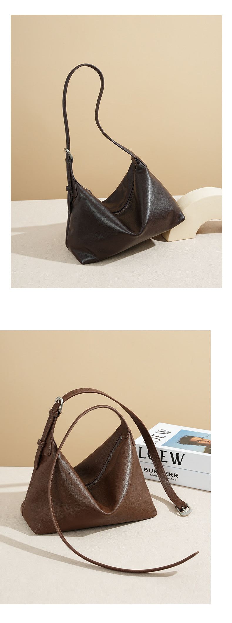 Full Grain Vegetable Tanned Leather Hobo Bag Vintage Underarm Shoulder Bag Large Capacity Crossbody Bag 