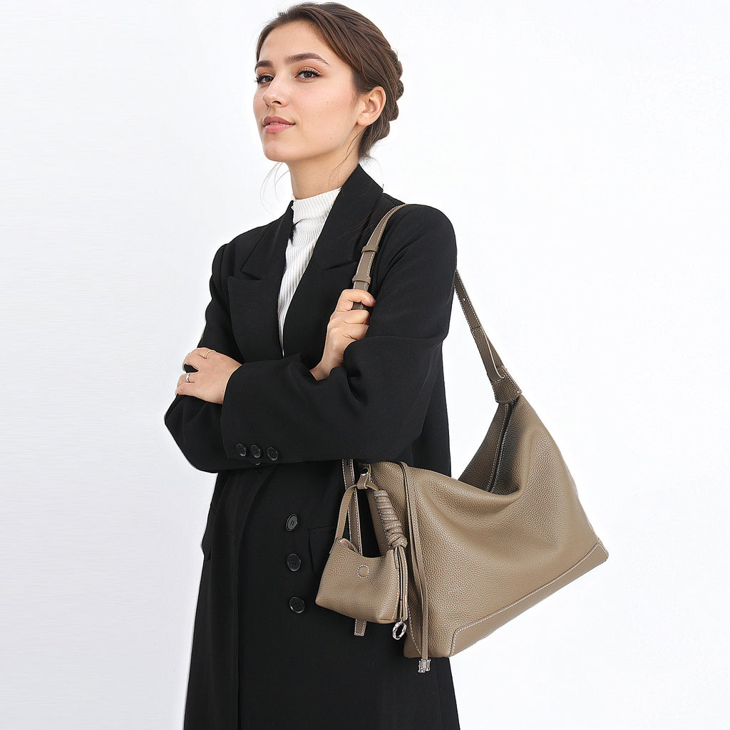Genuine Leather Underarm Bag Small Batch Shoulder Bag Large Capacity Tote for Women 