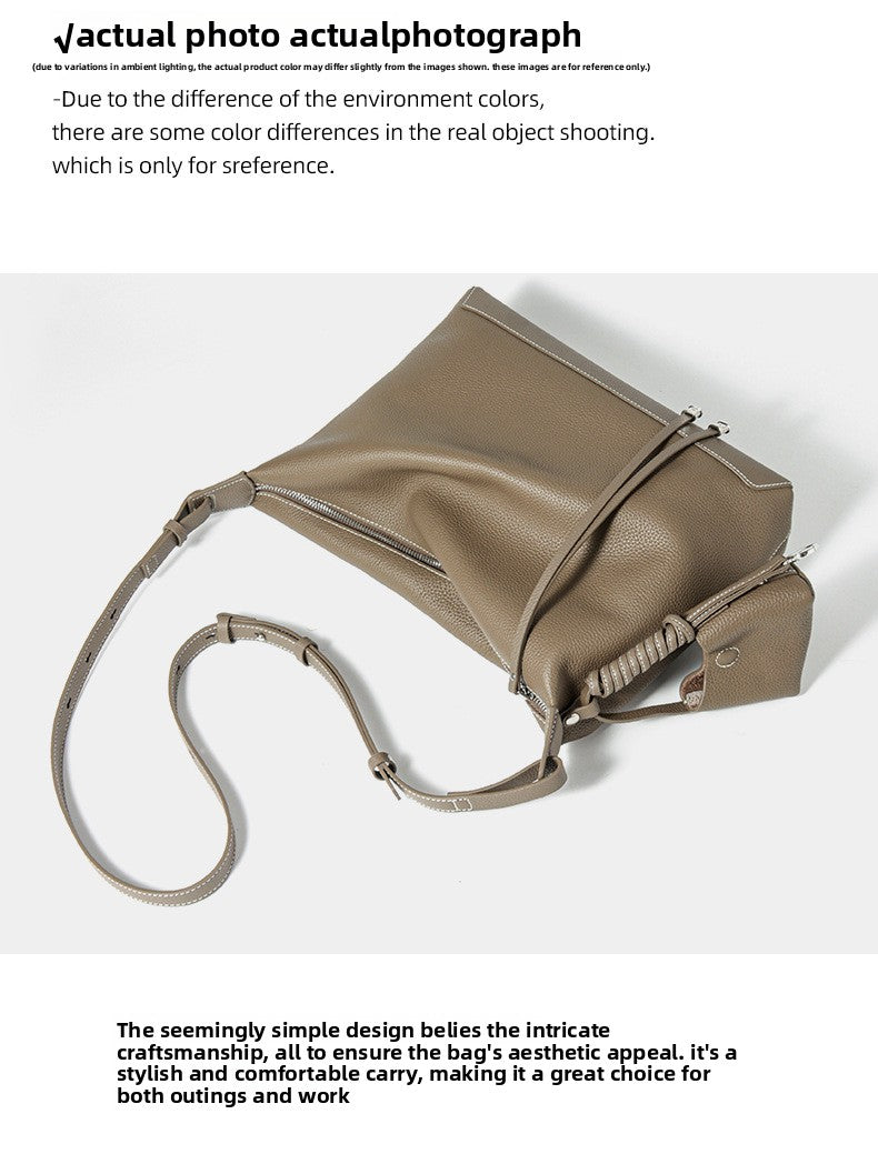 Genuine Leather Underarm Bag Small Batch Shoulder Bag Large Capacity Tote for Women 