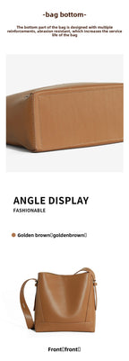 Genuine Leather Bucket Bag Large Capacity Tote Shoulder Crossbody Bag for Women 