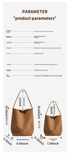 Vintage Suede Bucket Bag Nubuck Leather Handbag Shoulder Tote Large Capacity Work Bag 