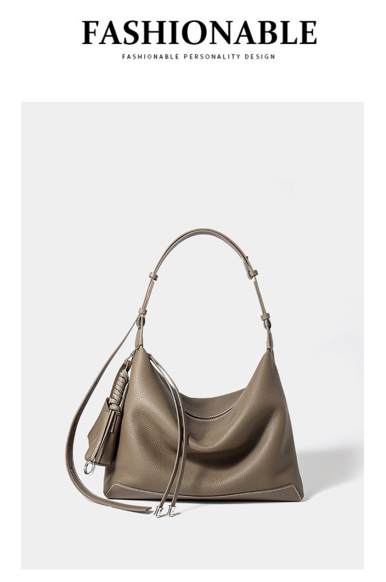 Genuine Leather Underarm Bag Small Batch Shoulder Bag Large Capacity Tote for Women 