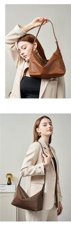 Full Grain Vegetable Tanned Leather Hobo Bag Vintage Underarm Shoulder Bag Large Capacity Crossbody Bag 