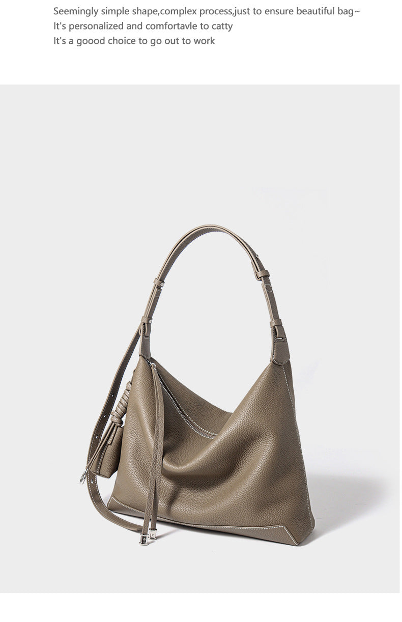Genuine Leather Underarm Bag Small Batch Shoulder Bag Large Capacity Tote for Women 