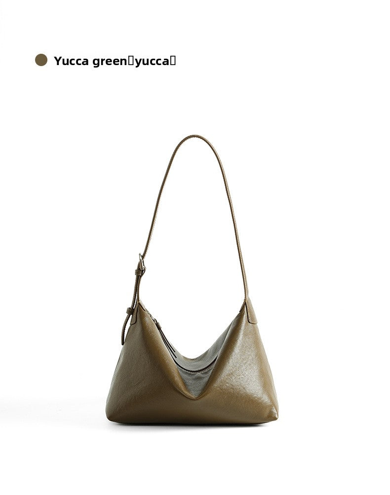 Full Grain Vegetable Tanned Leather Hobo Bag Vintage Underarm Shoulder Bag Large Capacity Crossbody Bag 
