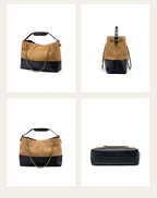 Suede Leather Bucket Bag Chain Strap Shoulder Crossbody Bag Large Capacity Top Handle Work Tote 