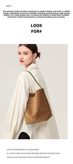 Vintage Suede Bucket Bag Nubuck Leather Handbag Shoulder Tote Large Capacity Work Bag 