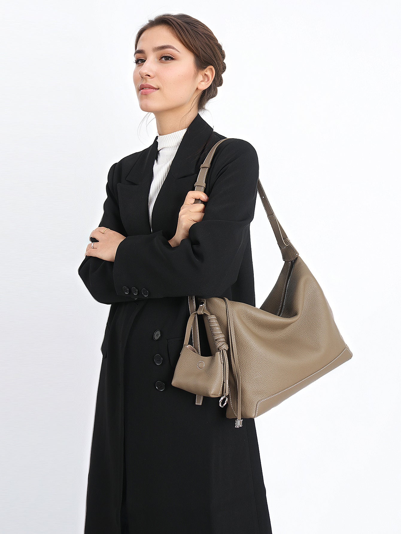 Genuine Leather Underarm Bag Small Batch Shoulder Bag Large Capacity Tote for Women 