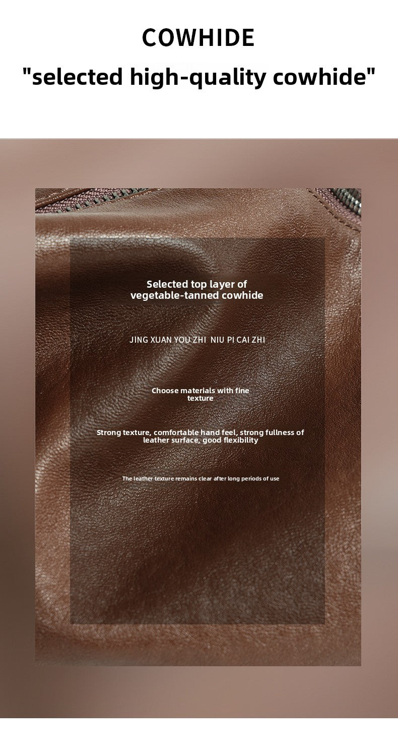 Full Grain Vegetable Tanned Leather Hobo Bag Vintage Underarm Shoulder Bag Large Capacity Crossbody Bag 