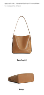 Genuine Leather Bucket Bag Large Capacity Tote Shoulder Crossbody Bag for Women 