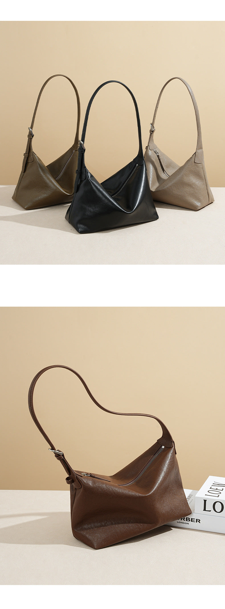 Full Grain Vegetable Tanned Leather Hobo Bag Vintage Underarm Shoulder Bag Large Capacity Crossbody Bag 