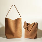 Vintage Suede Bucket Bag Nubuck Leather Handbag Shoulder Tote Large Capacity Work Bag 