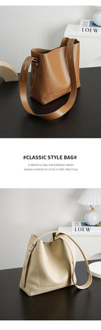 Genuine Leather Bucket Bag Large Capacity Tote Shoulder Crossbody Bag for Women 