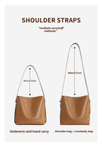 Genuine Leather Bucket Bag Large Capacity Tote Shoulder Crossbody Bag for Women 