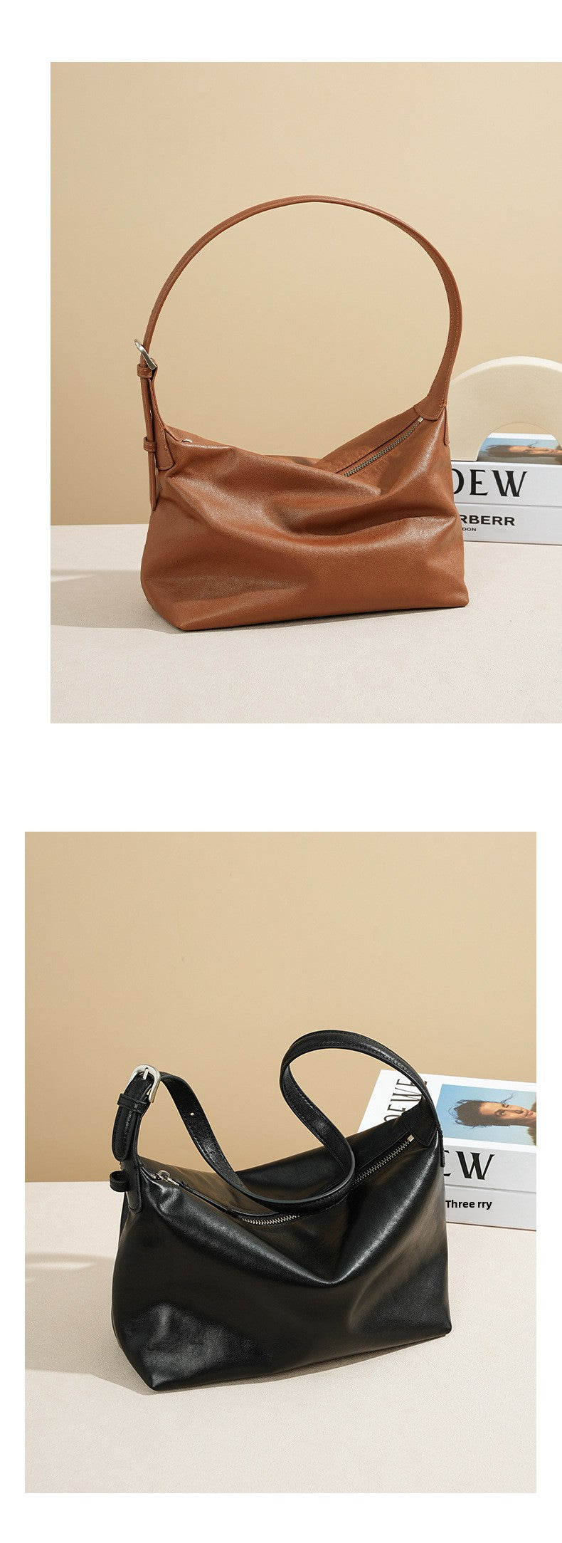 Full Grain Vegetable Tanned Leather Hobo Bag Vintage Underarm Shoulder Bag Large Capacity Crossbody Bag 