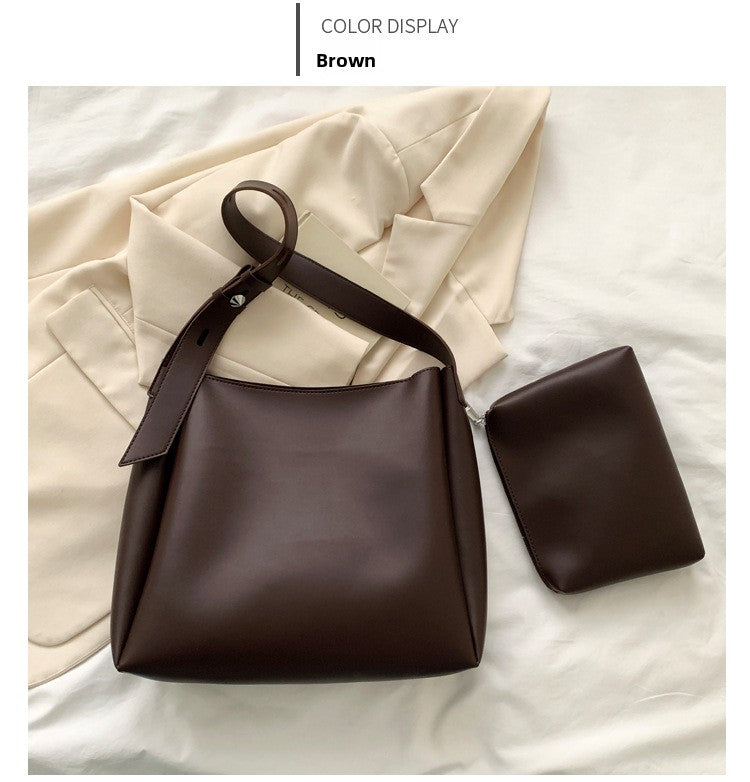 Single Shoulder Crossbody Womens Bag Large Capacity Minimalist Bucket 