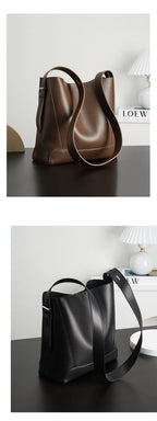 Genuine Leather Bucket Bag Large Capacity Tote Shoulder Crossbody Bag for Women 