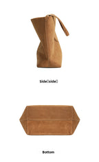 Vintage Suede Bucket Bag Nubuck Leather Handbag Shoulder Tote Large Capacity Work Bag 