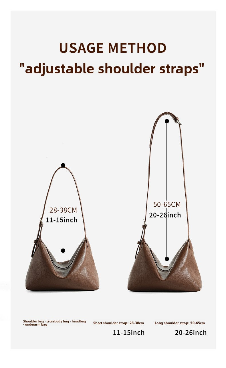 Full Grain Vegetable Tanned Leather Hobo Bag Vintage Underarm Shoulder Bag Large Capacity Crossbody Bag 