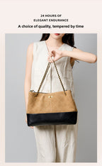 Suede Leather Bucket Bag Chain Strap Shoulder Crossbody Bag Large Capacity Top Handle Work Tote 