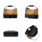 Suede Leather Bucket Bag Chain Strap Shoulder Crossbody Bag Large Capacity Top Handle Work Tote 