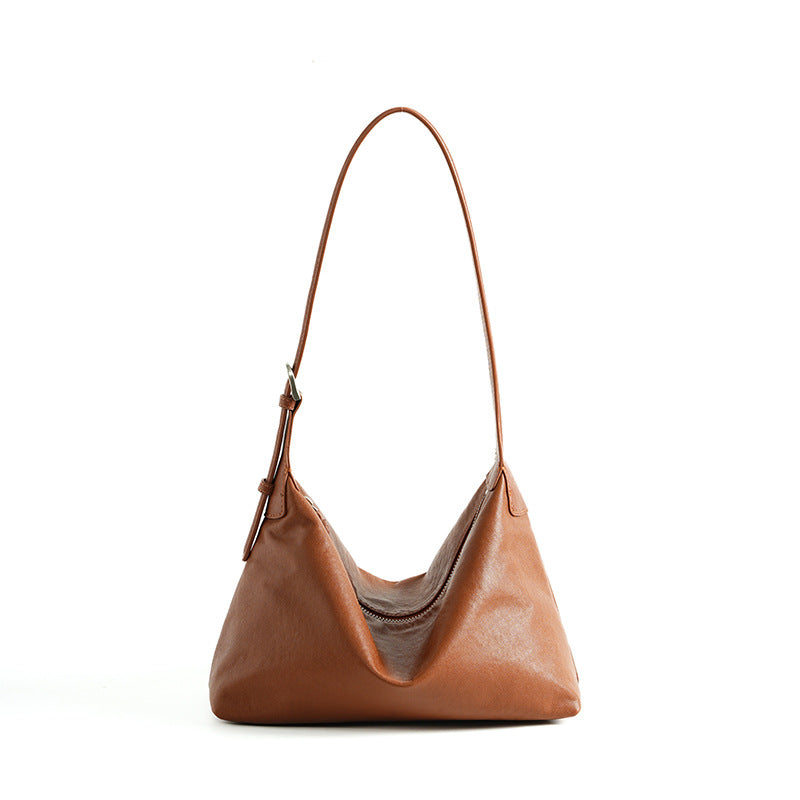 Full Grain Vegetable Tanned Leather Hobo Bag Vintage Underarm Shoulder Bag Large Capacity Crossbody Bag 