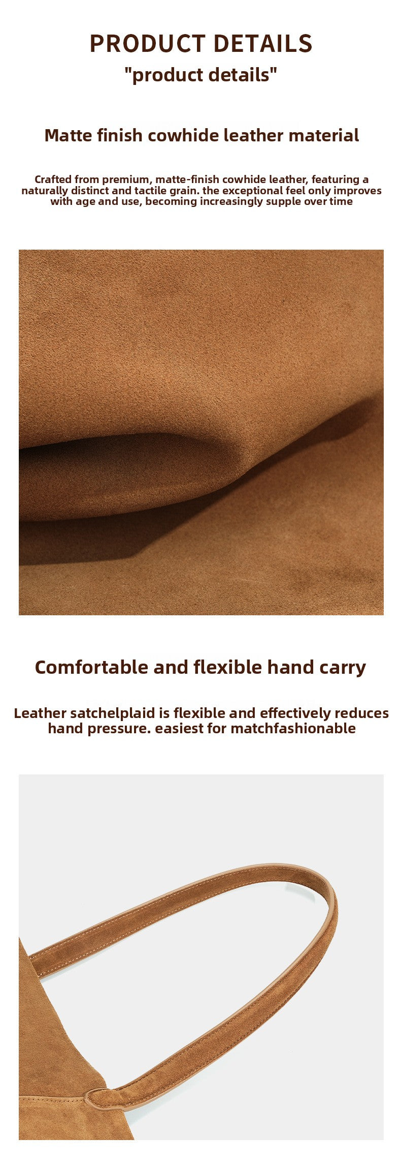 Vintage Suede Bucket Bag Nubuck Leather Handbag Shoulder Tote Large Capacity Work Bag 