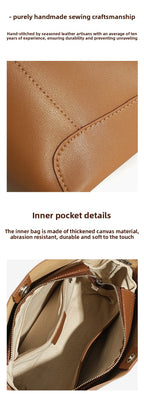 Genuine Leather Bucket Bag Large Capacity Tote Shoulder Crossbody Bag for Women 